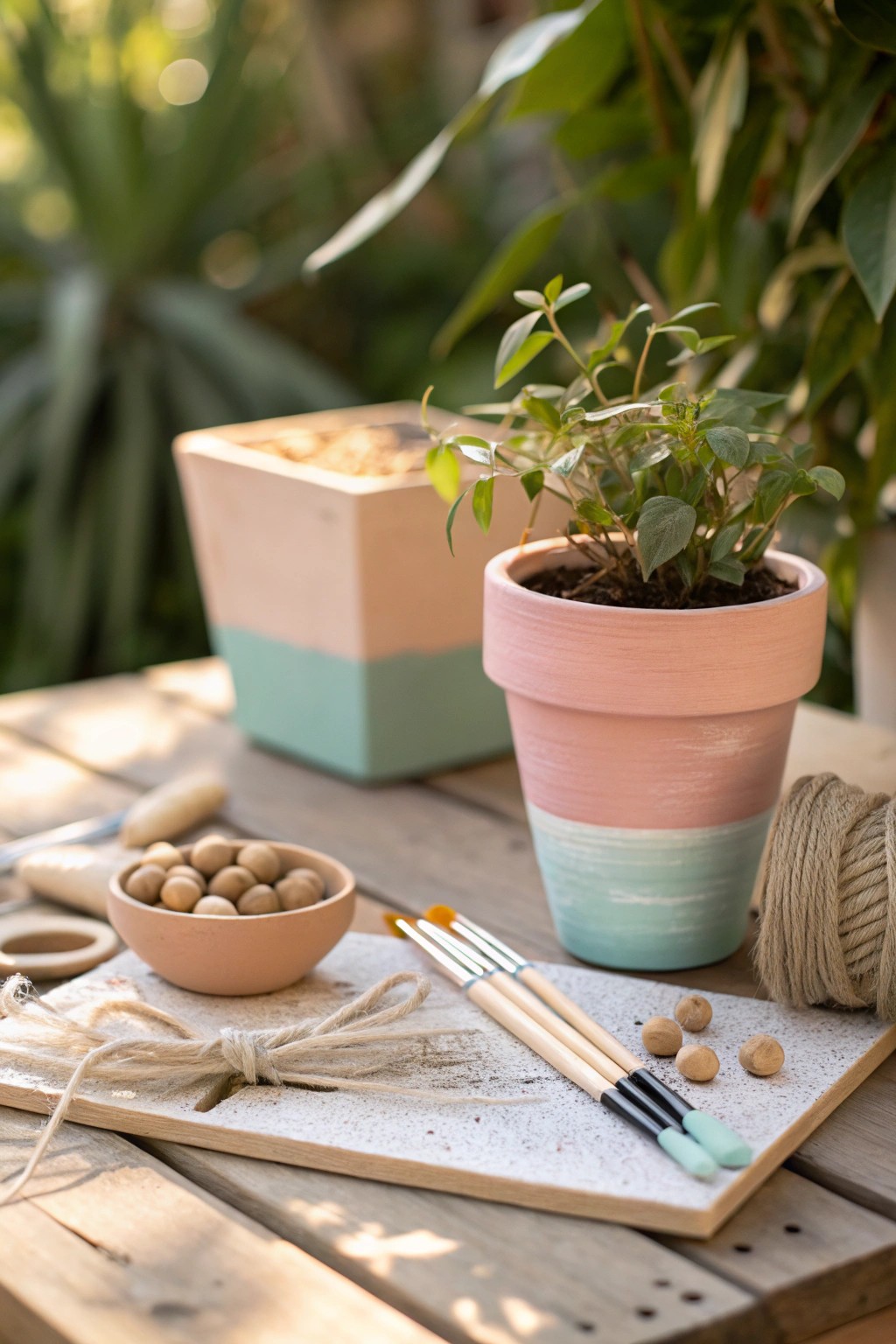 Create memories and handmade keepsakes at a charming backyard craft station.