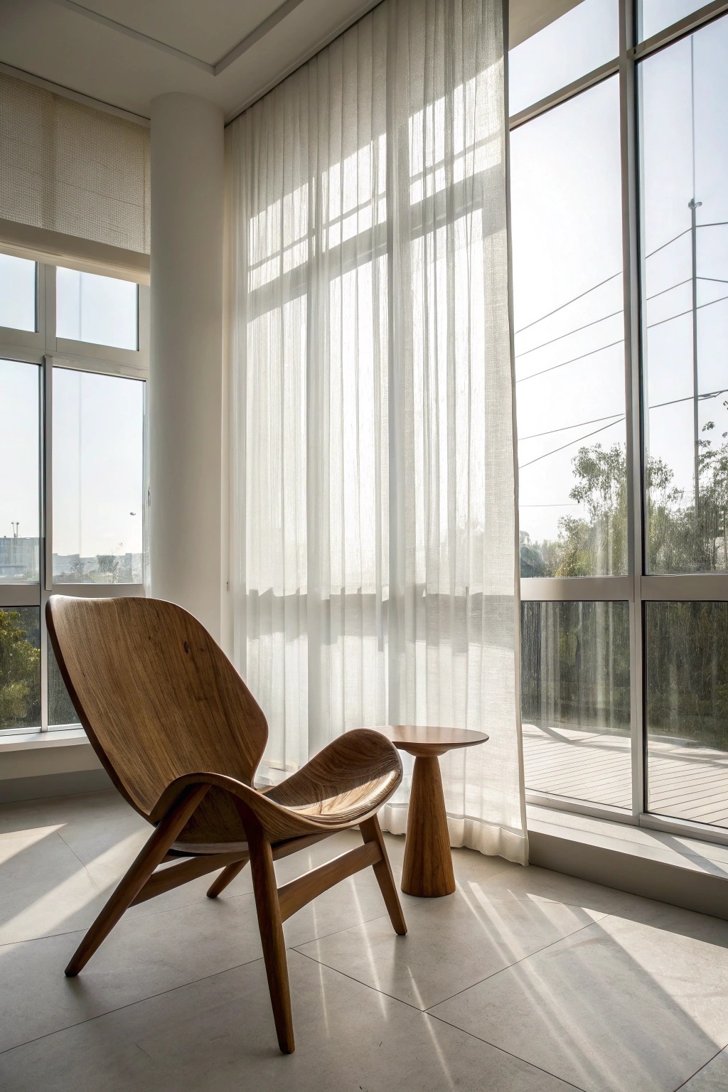 Let your bay window shine with minimalist beauty and a statement chair.