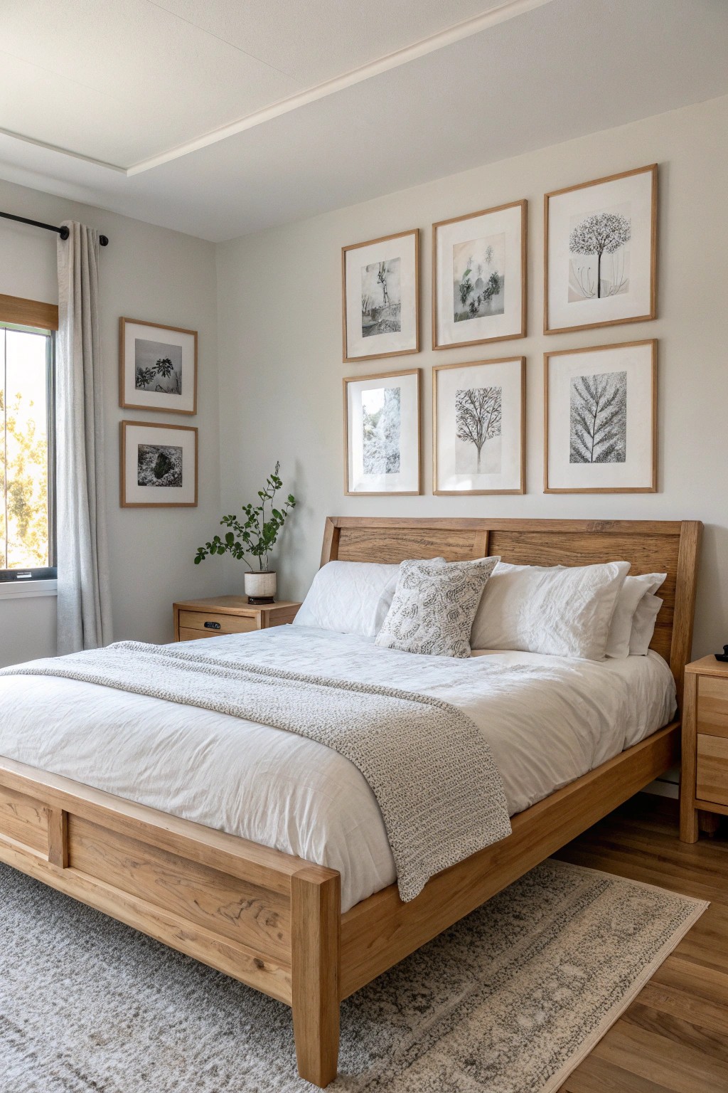 Elevate your bedroom with a simple, handcrafted gallery wall above the bed.