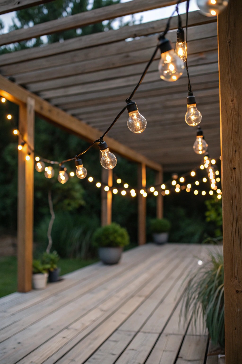 Transform your patio with a simple string light canopy—effortless charm, magical nights.