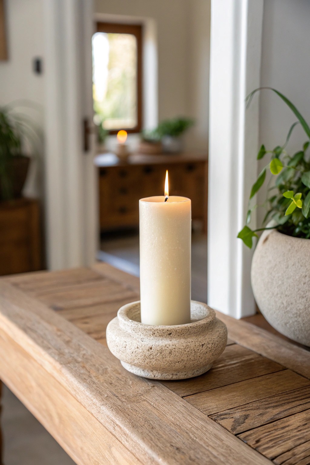 Elevate your entryway with the simple beauty of an artisan candle moment.