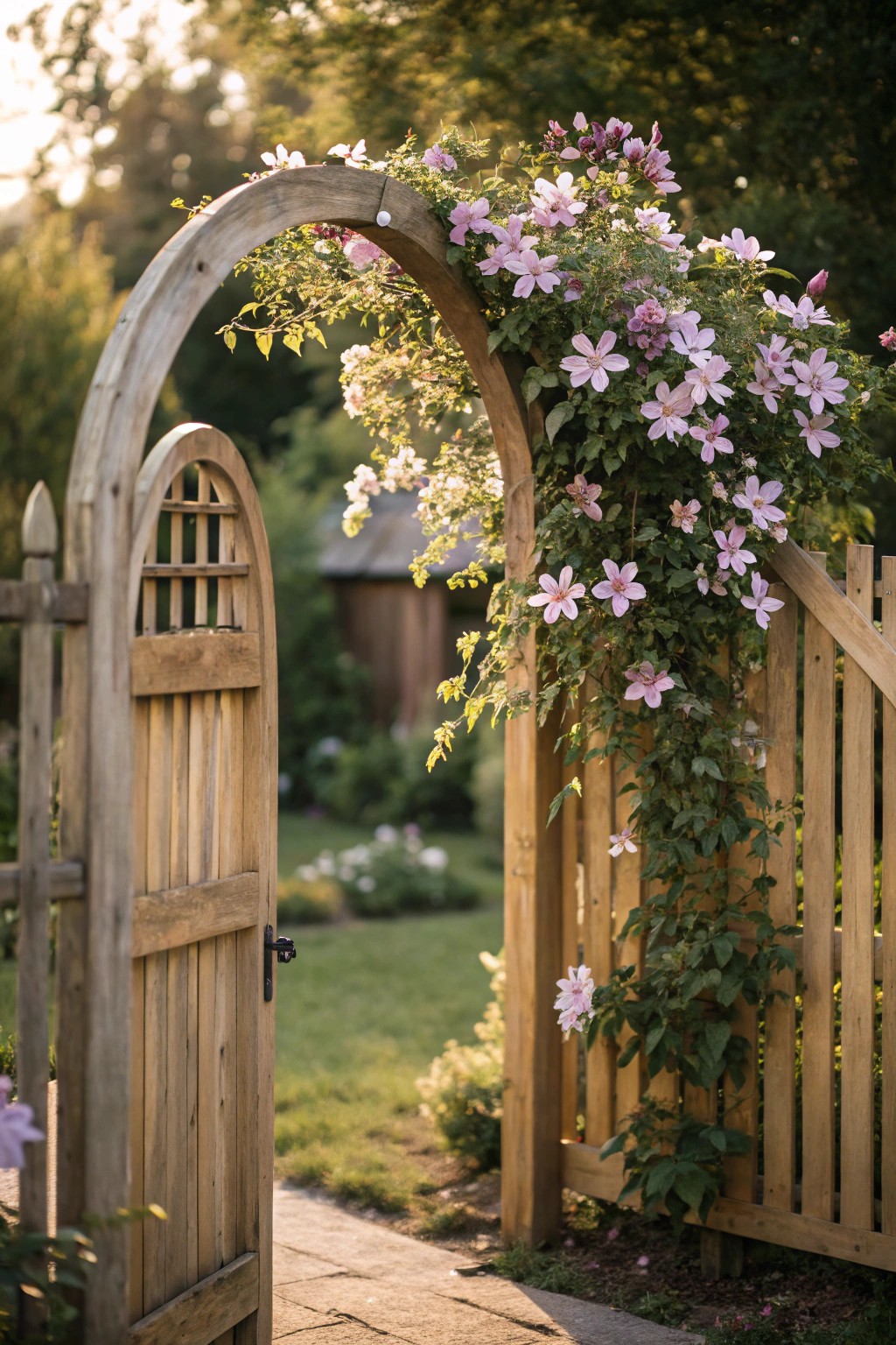 Step through a handcrafted arched gateway—where simple beauty meets grand entrance.