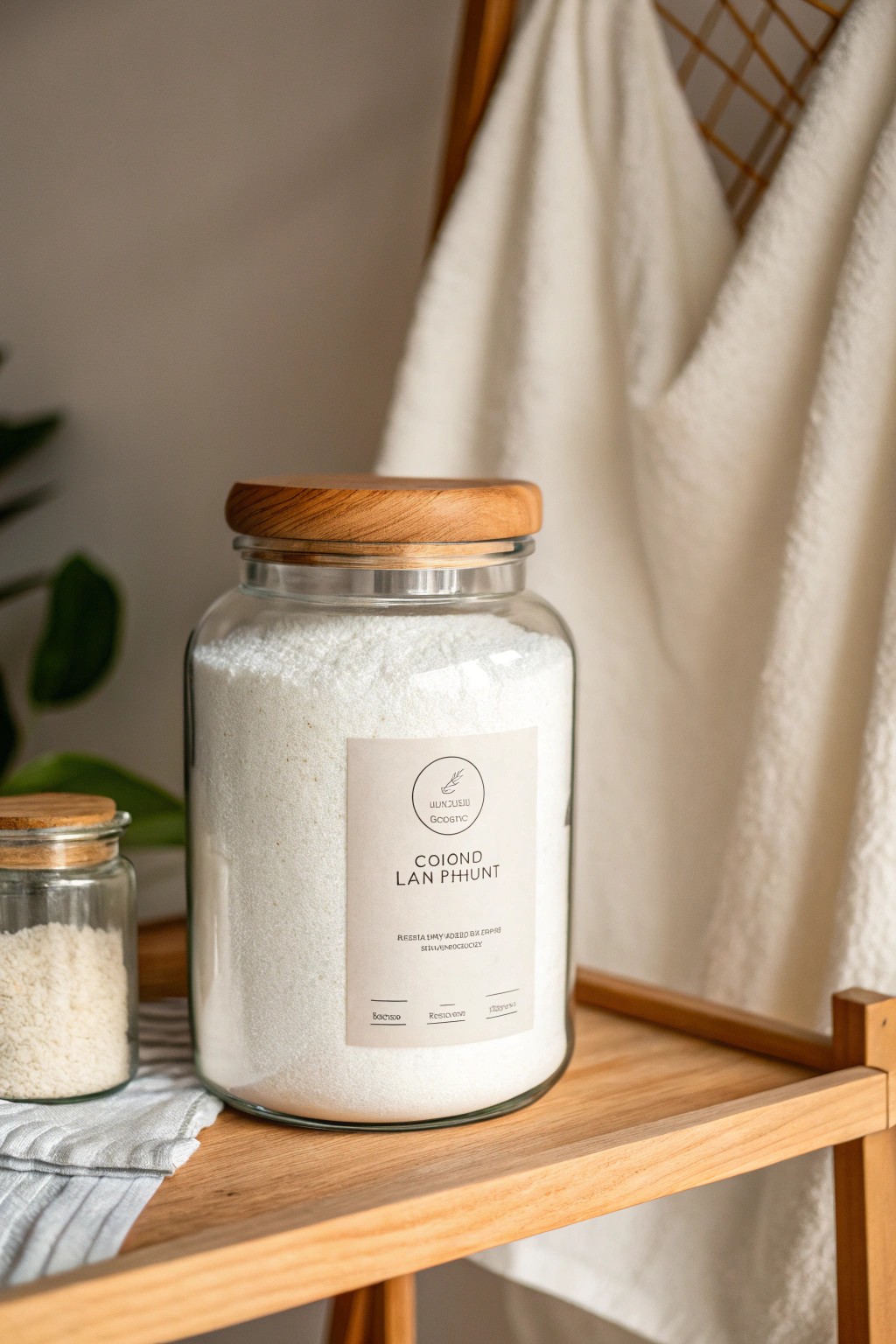 Elevate your laundry space with beautifully organized essentials in clear glass jars.