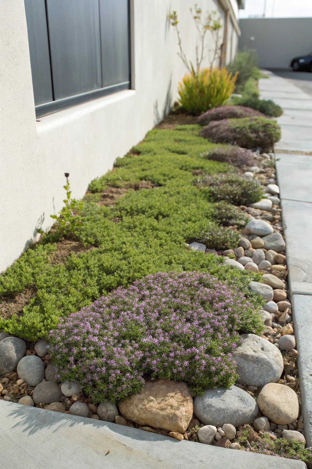 Swap grass for beautiful, low-maintenance creeping thyme—nature’s soft, living carpet.