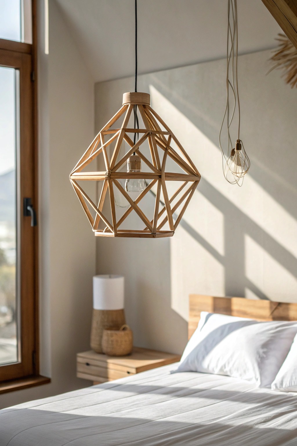 Let a stunning pendant light become the heart of your minimalist bedroom.