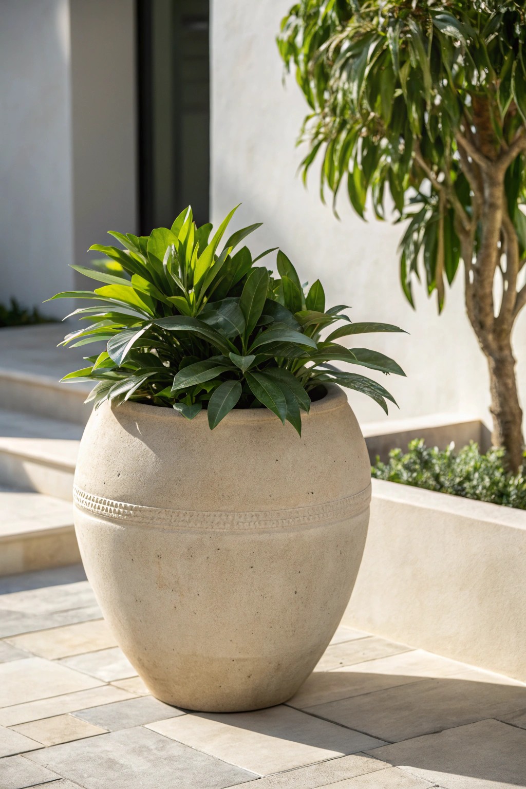 Make a statement with bold, handcrafted pots—effortless style for modern, grass-free backyards.