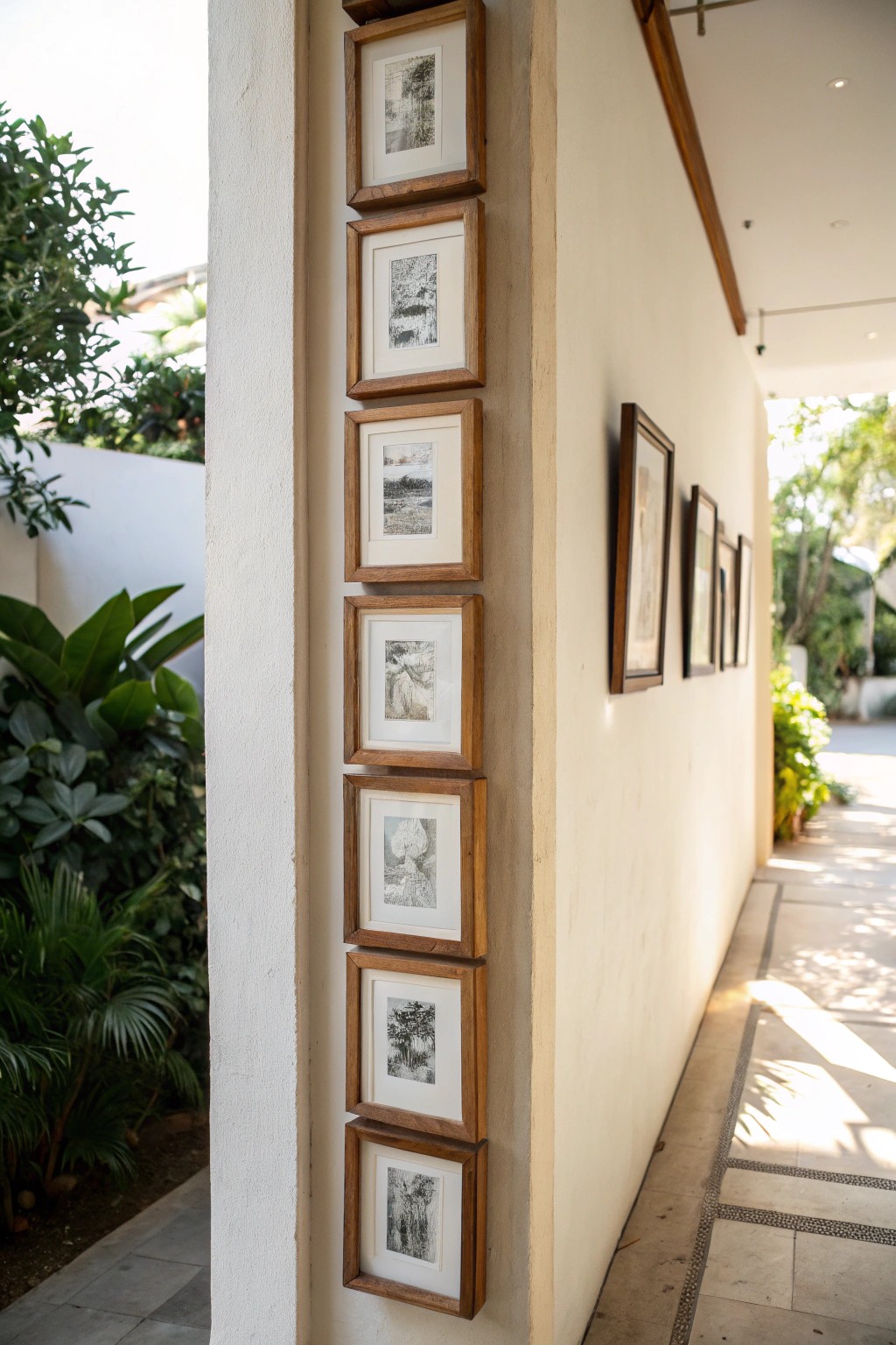 Elevate small spaces with a vertical picture wall—simple, stunning, and full of character.