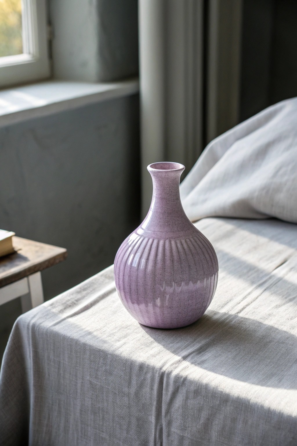 Effortless modern balance: lilac artistry meets sleek gray serenity.