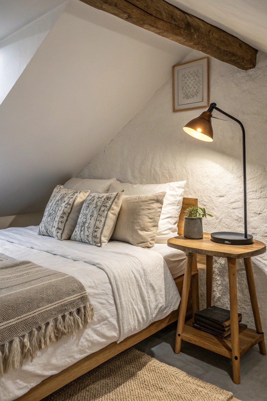 Create a welcoming guest suite in your basement with layered linens and simple, handcrafted touches.