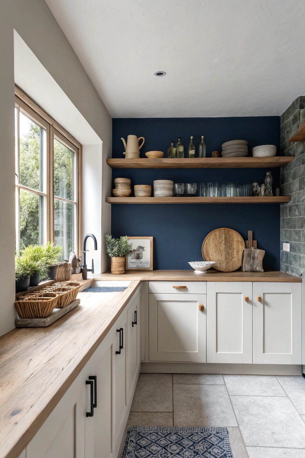 Make your kitchen memorable: a striking accent wall transforms small spaces with style.