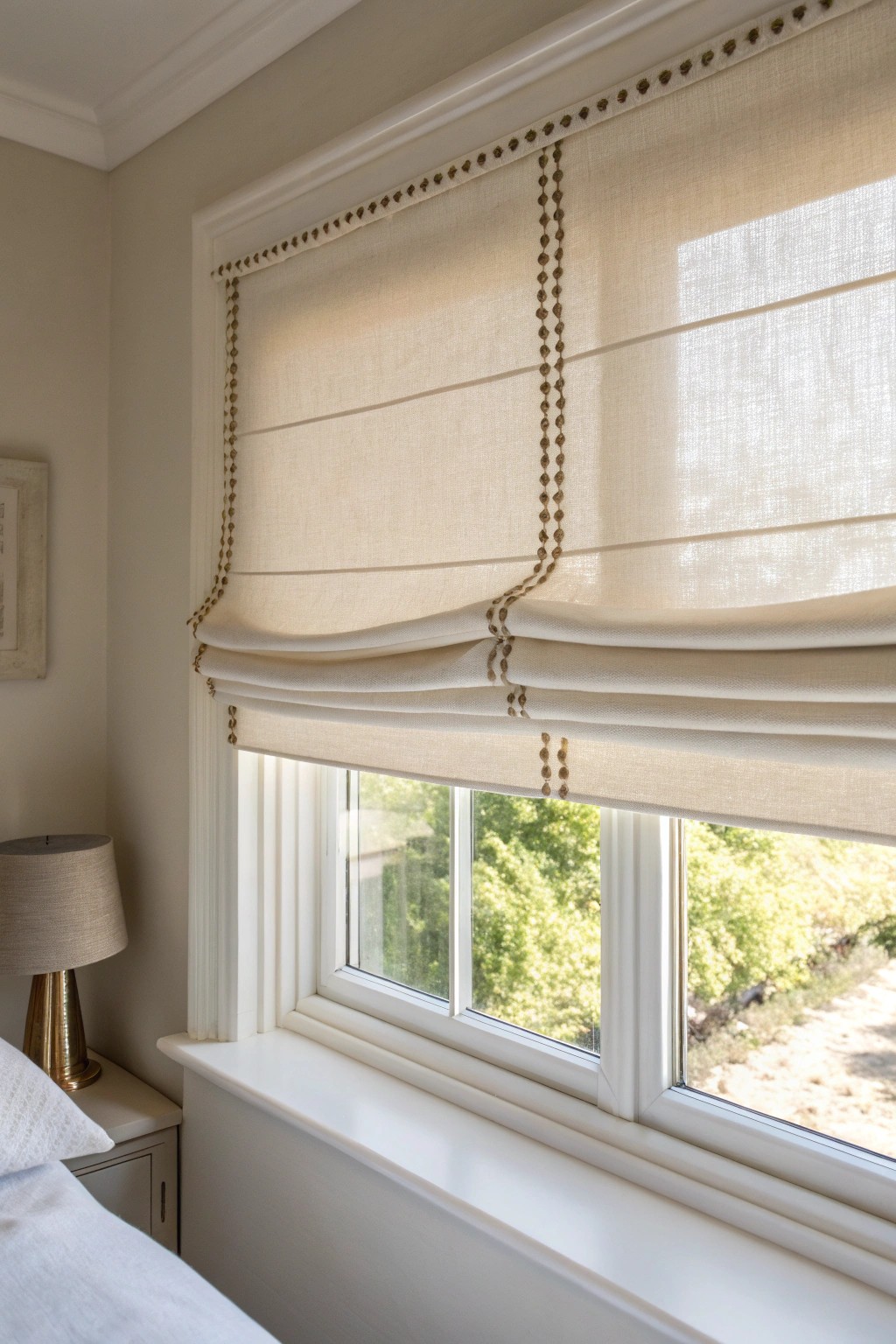 Elevate your small bedroom with custom Roman shades for seamless style and natural light.
