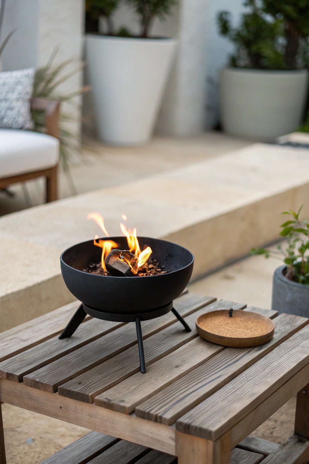 Bring warmth and charm to your small patio with a handcrafted mini fire pit.