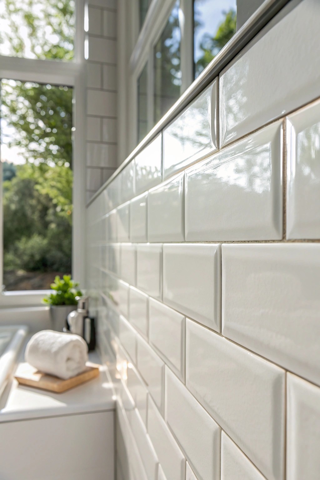 Let light dance: Elevate small bathrooms with glossy tiles that shine.
