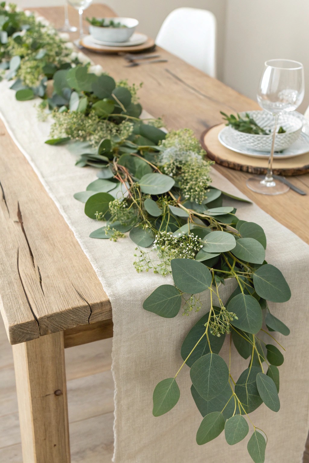 Bring nature to your table with a stunning eucalyptus greenery runner.