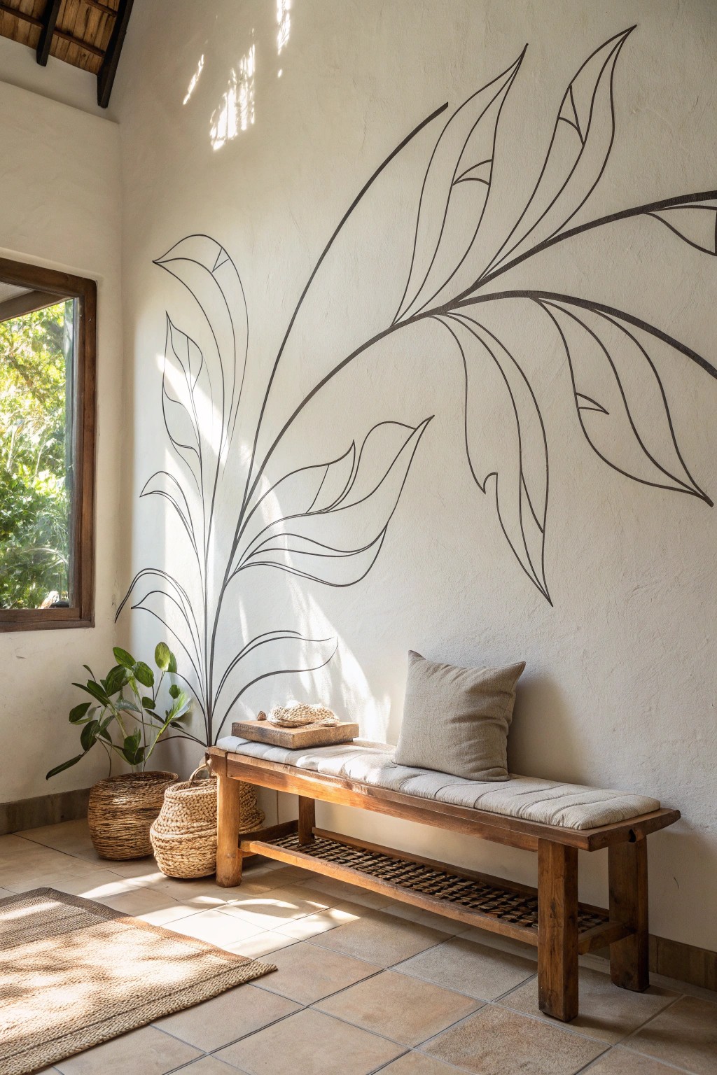 Elevate your space with oversized minimalist line art—artful simplicity painted directly on your wall.