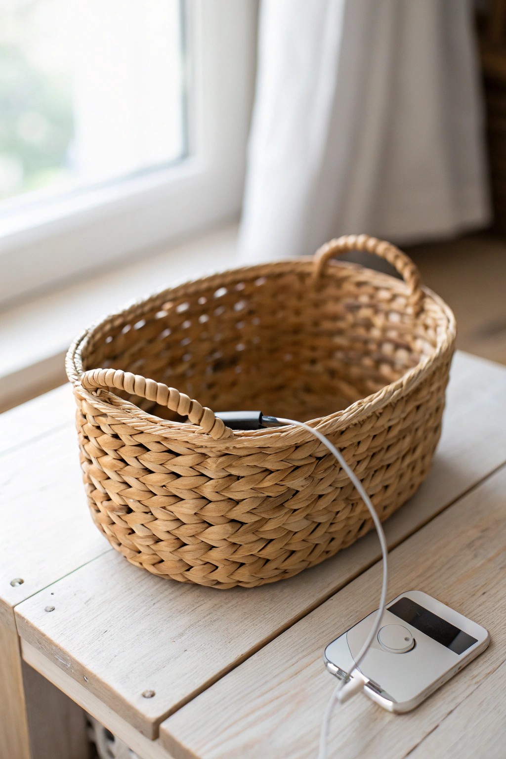 Elevate your tech space with a beautifully crafted DIY charging basket.