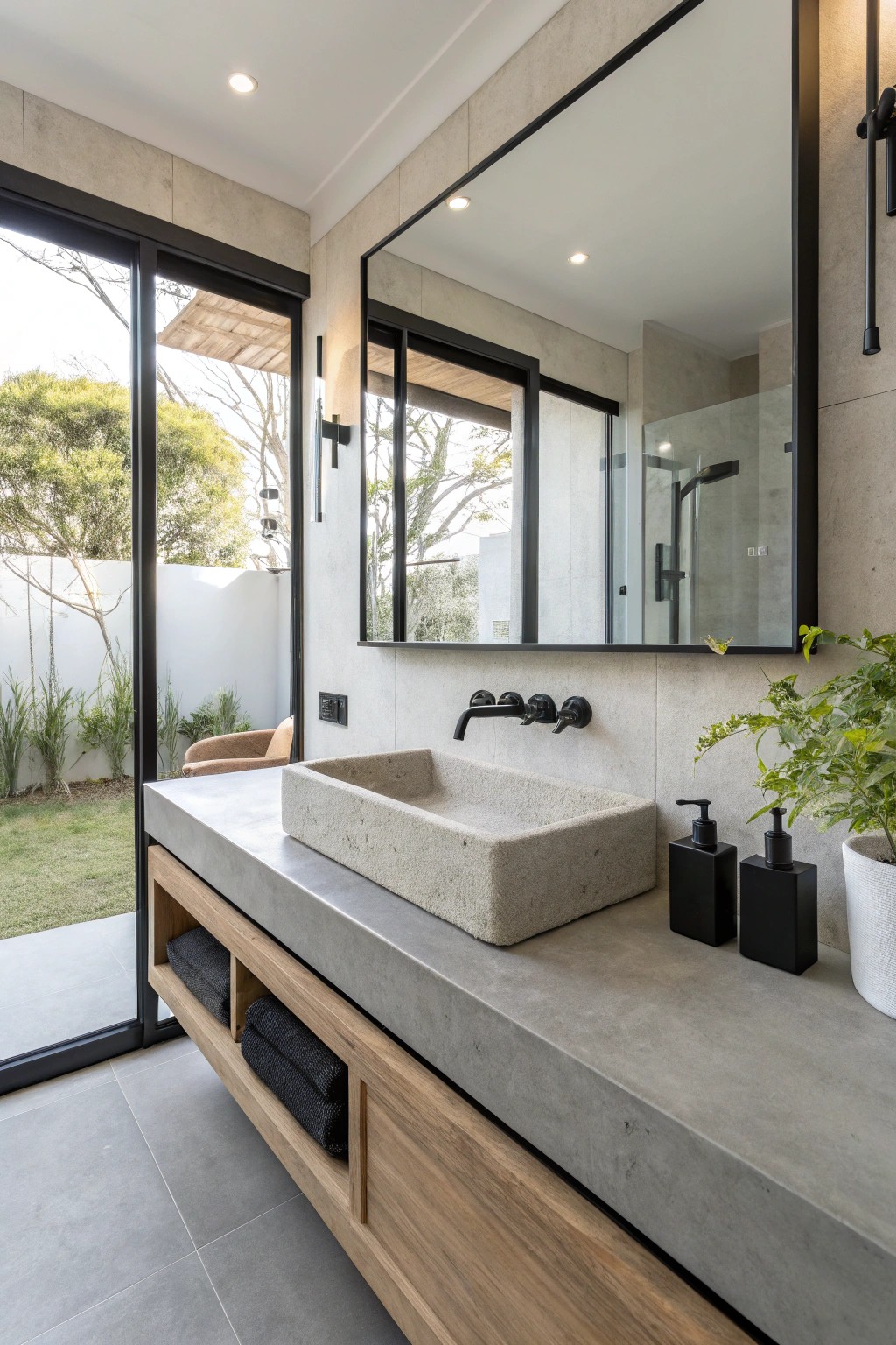 Concrete sinks offer a bold, minimalist statement with an architectural edge