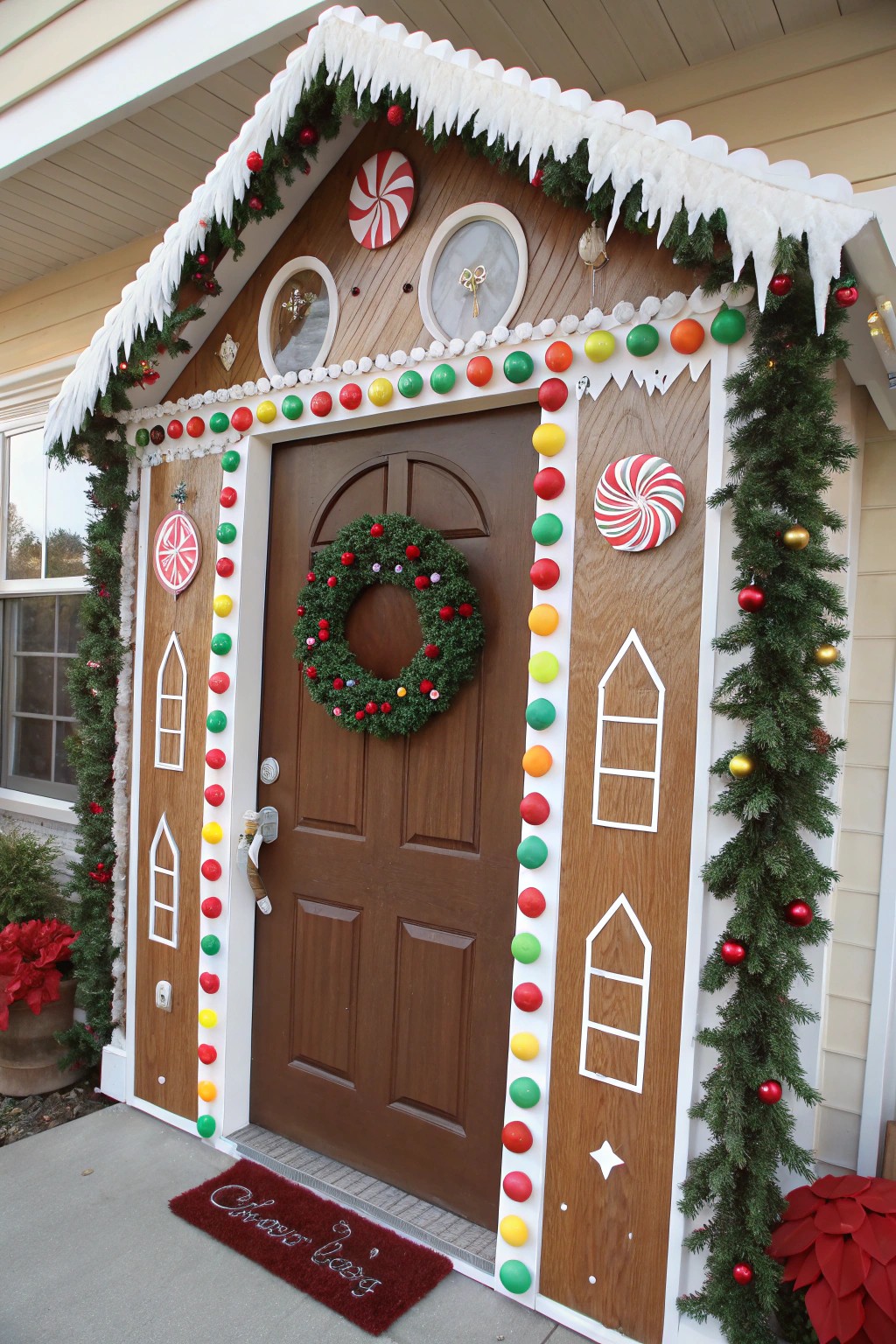 A gingerbread house door is a deliciously fun holiday statement.