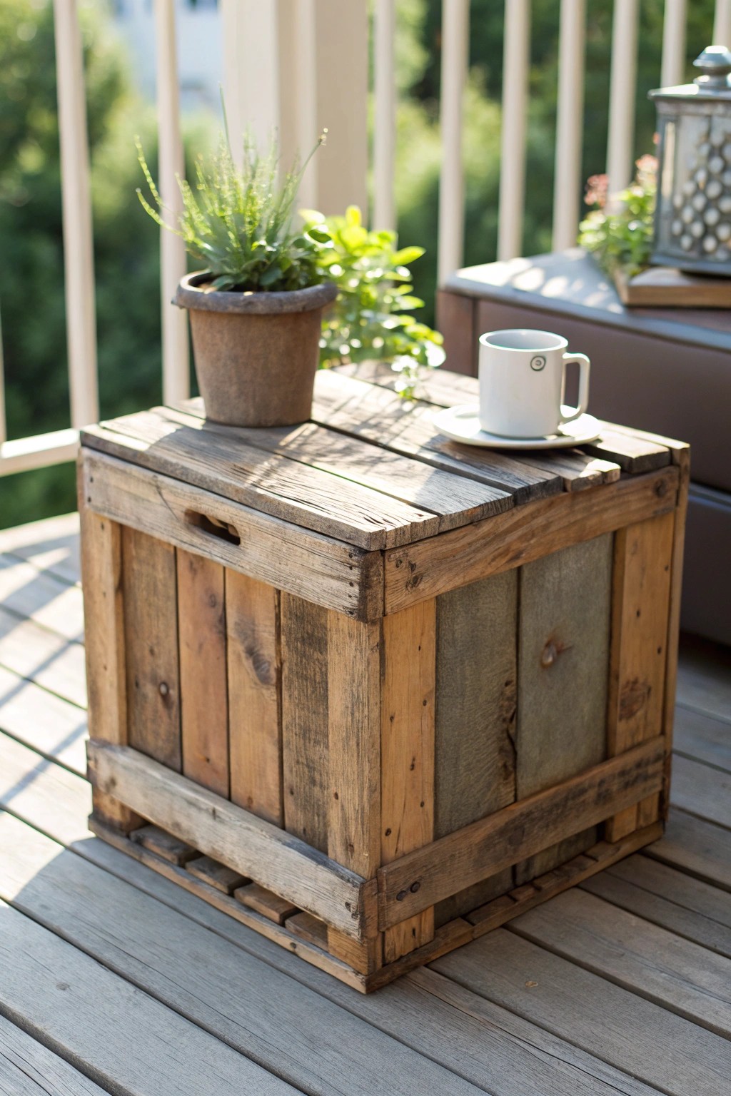 Turn a vintage crate into a charming deck side table—timeless character, naturally.