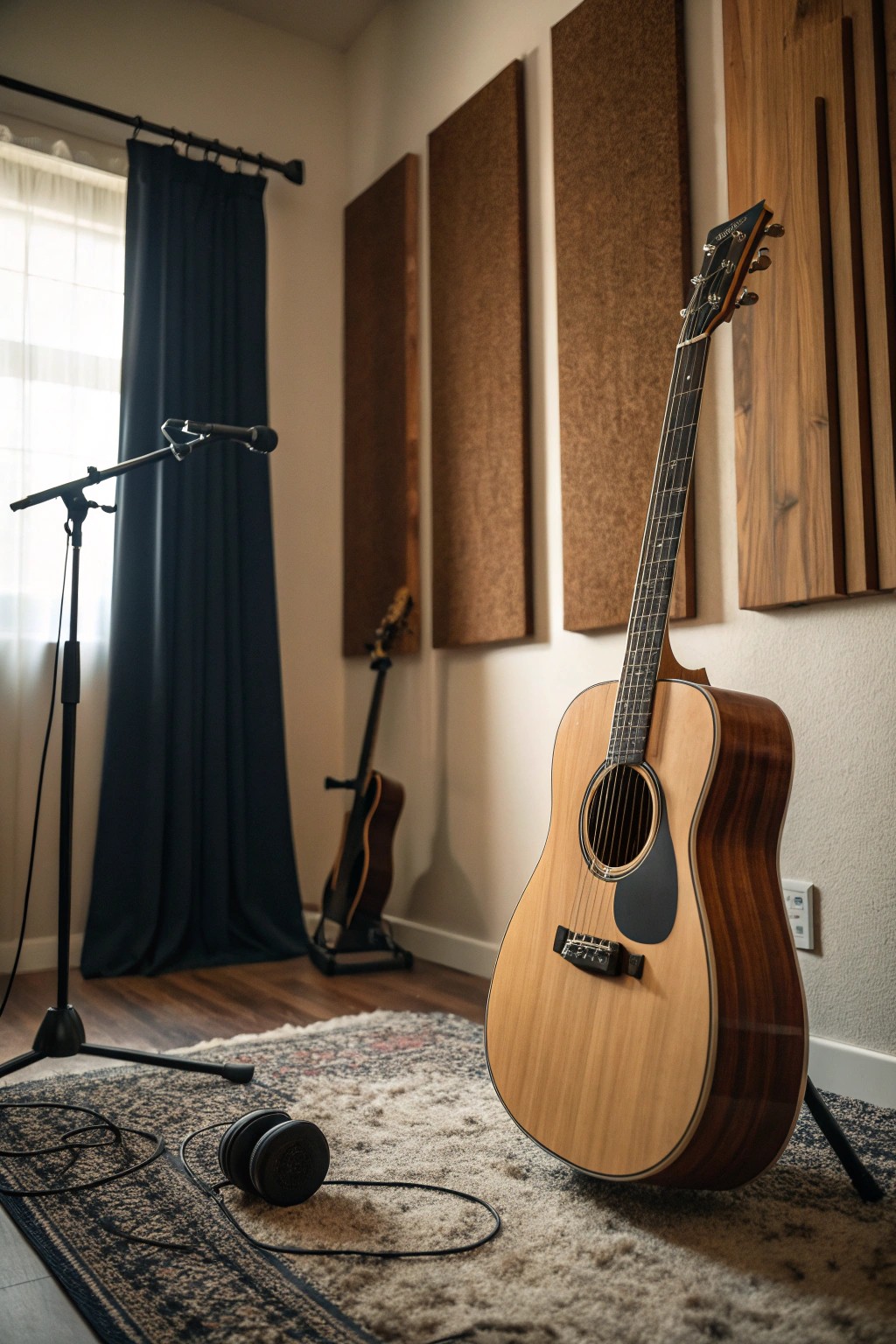 A serene music corner: where craftsmanship meets creativity.