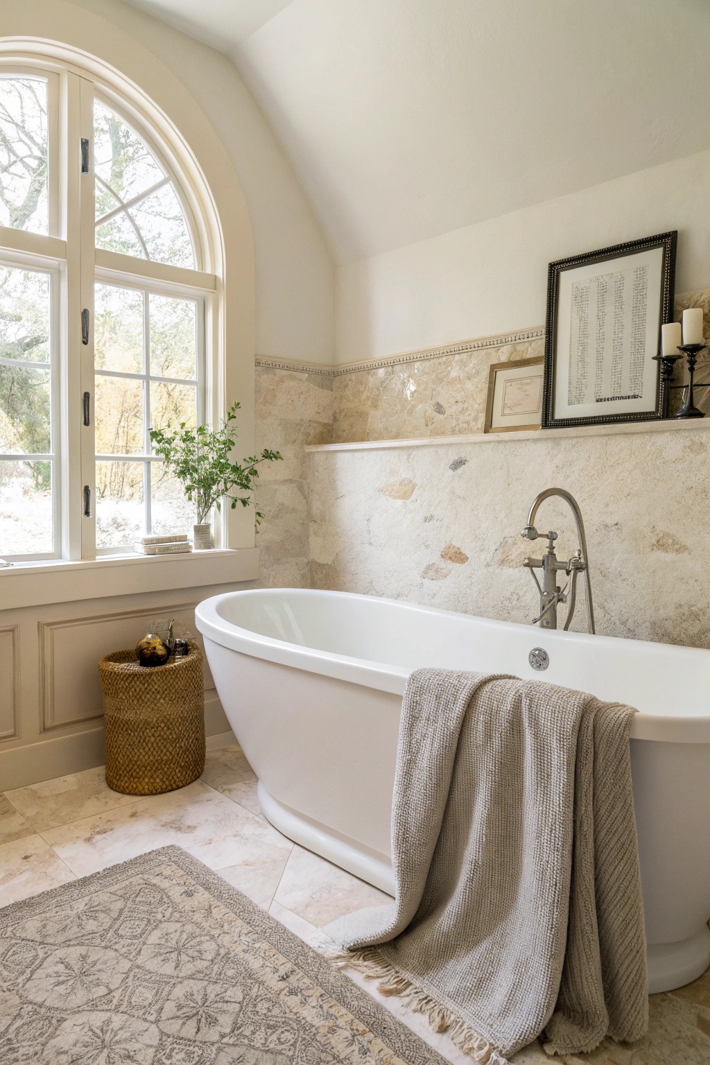 Layered neutrals and artisanal details create a serene luxury oasis.