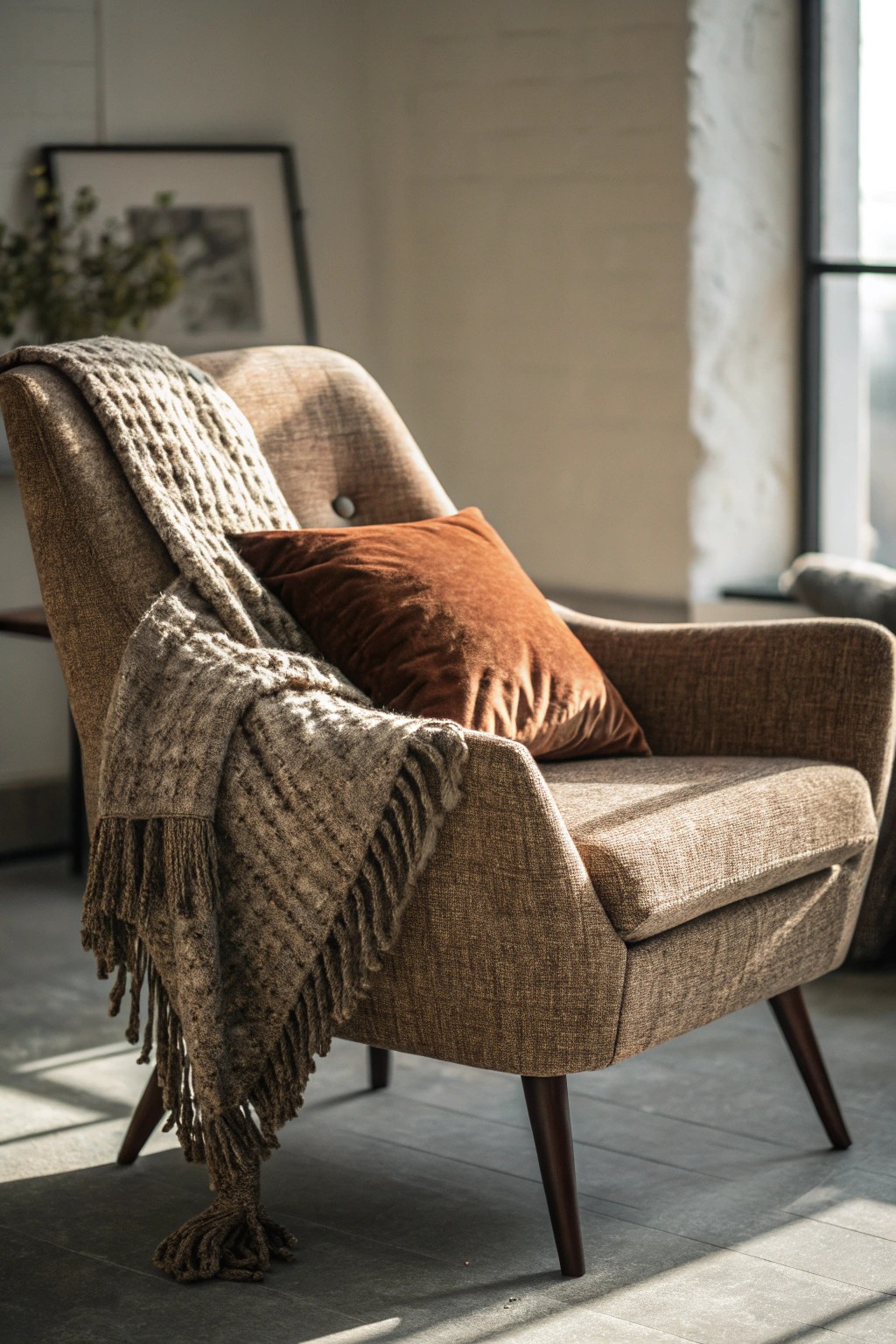 Elevate your space with cozy, textured layers on timeless mid-century seating.