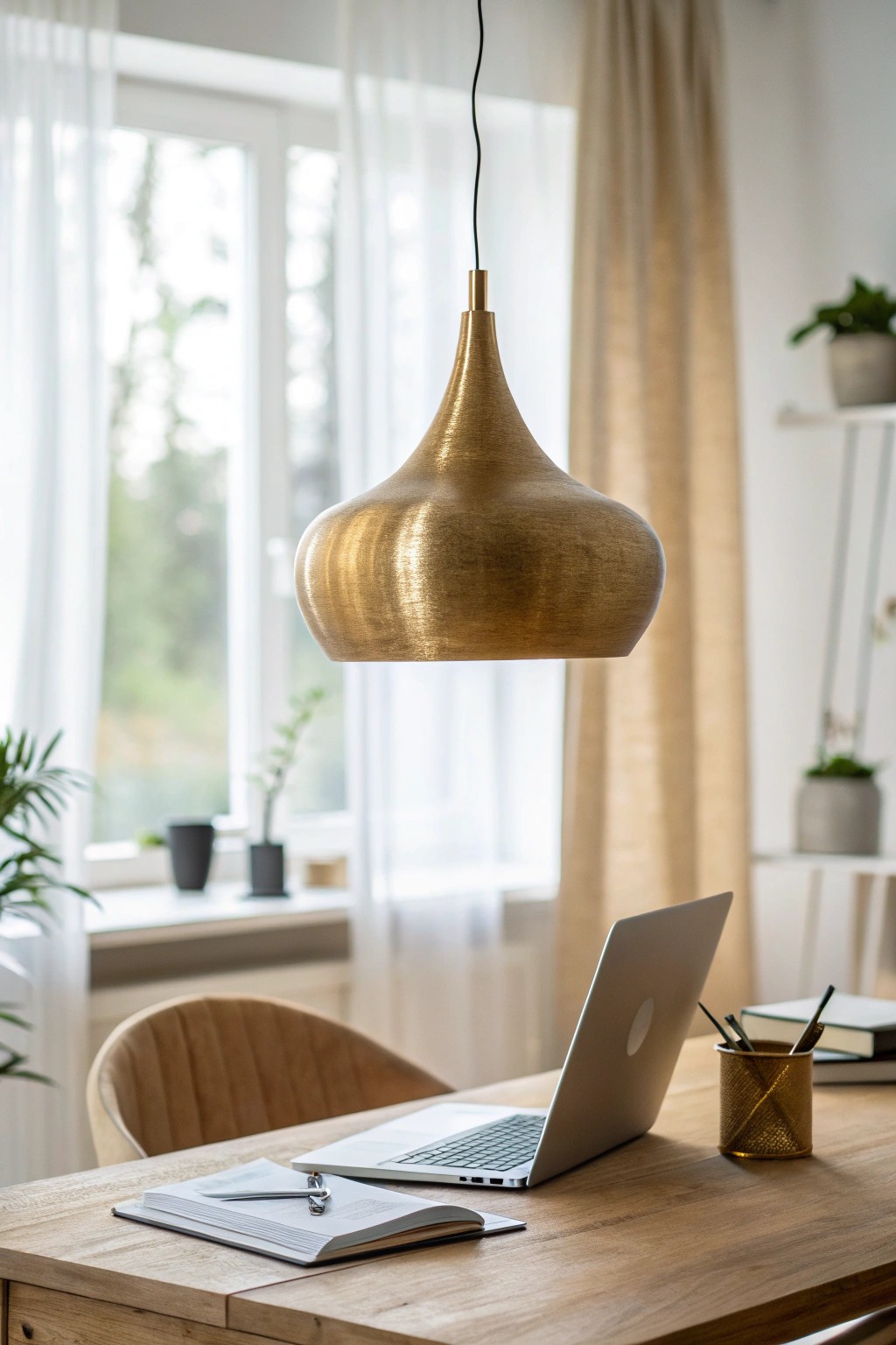 Let a stunning pendant light become the heart of your modern home office.