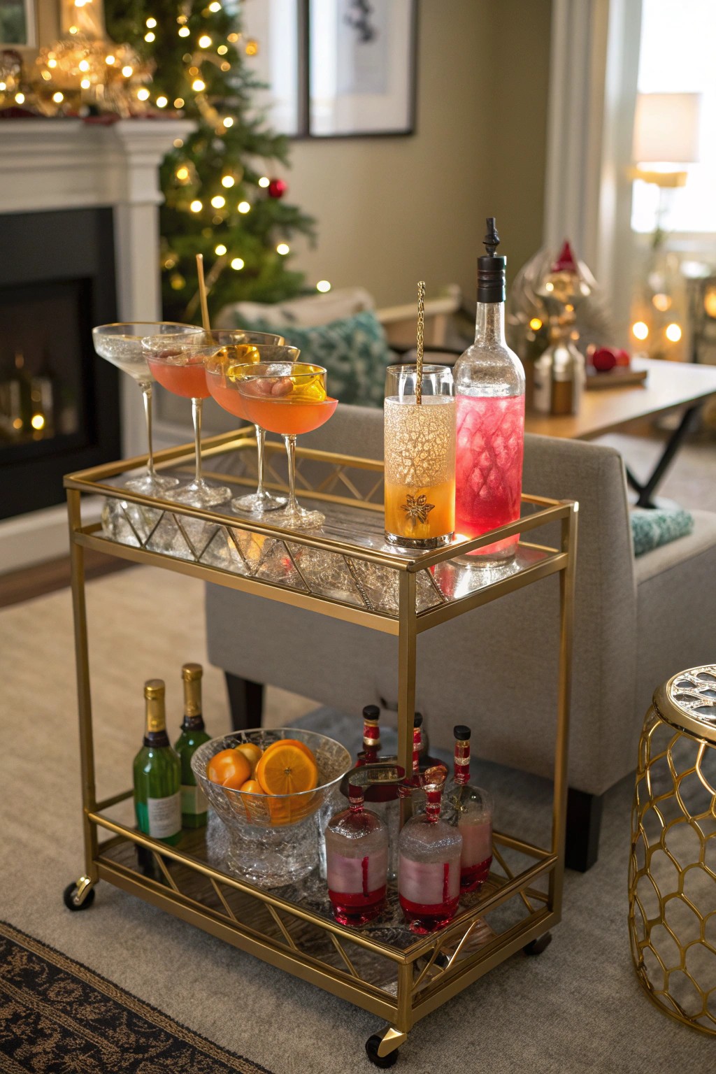 A signature cocktail bar adds a personal, stylish touch to your New Year's bash.