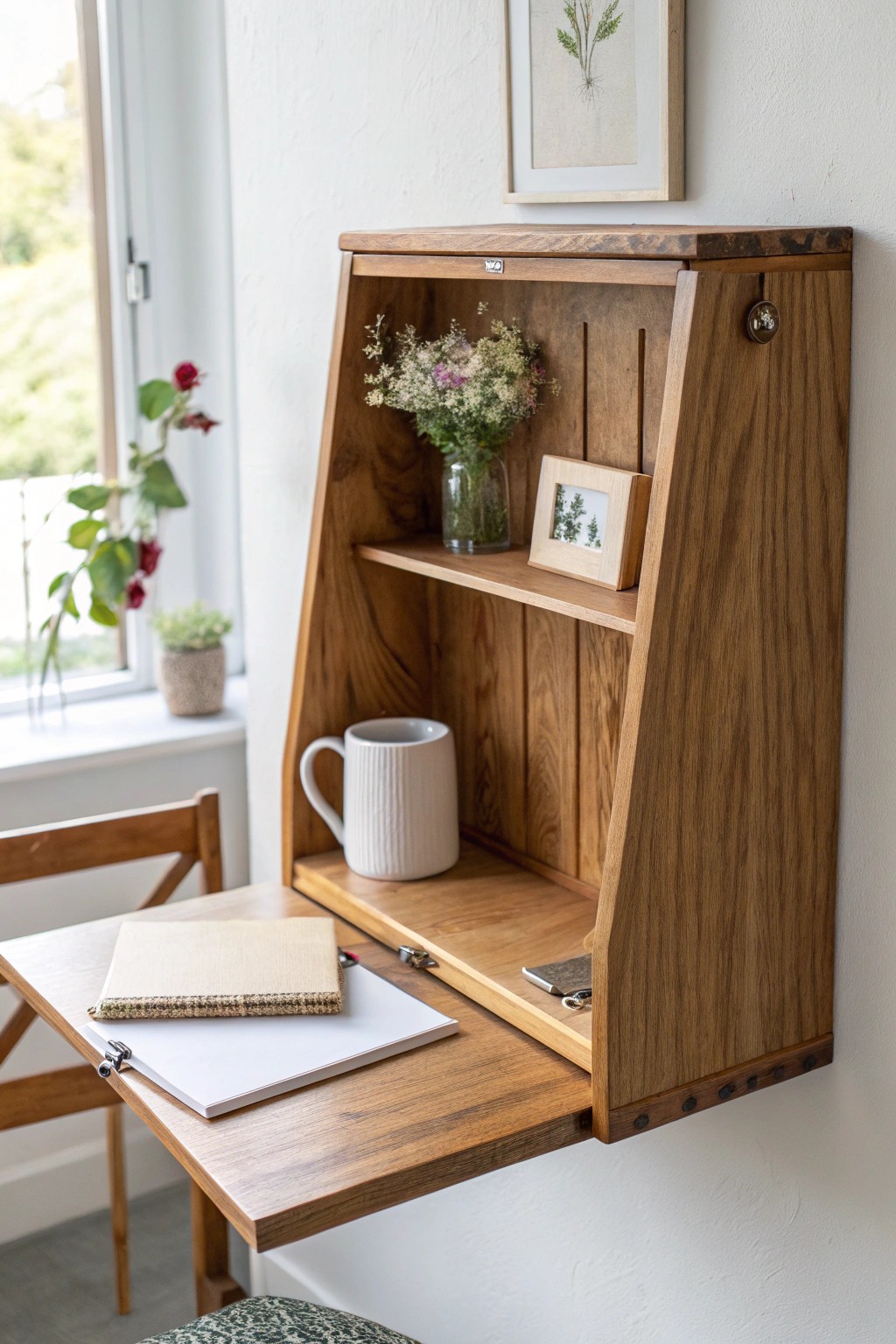 Effortless style: a fold-down desk that blends function with natural beauty.