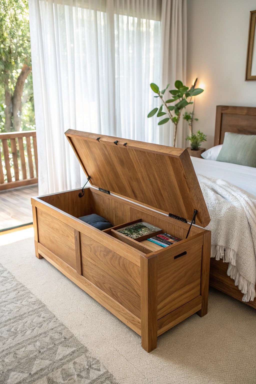 Elegant storage benches: Smart, stylish solutions for serene bedrooms.