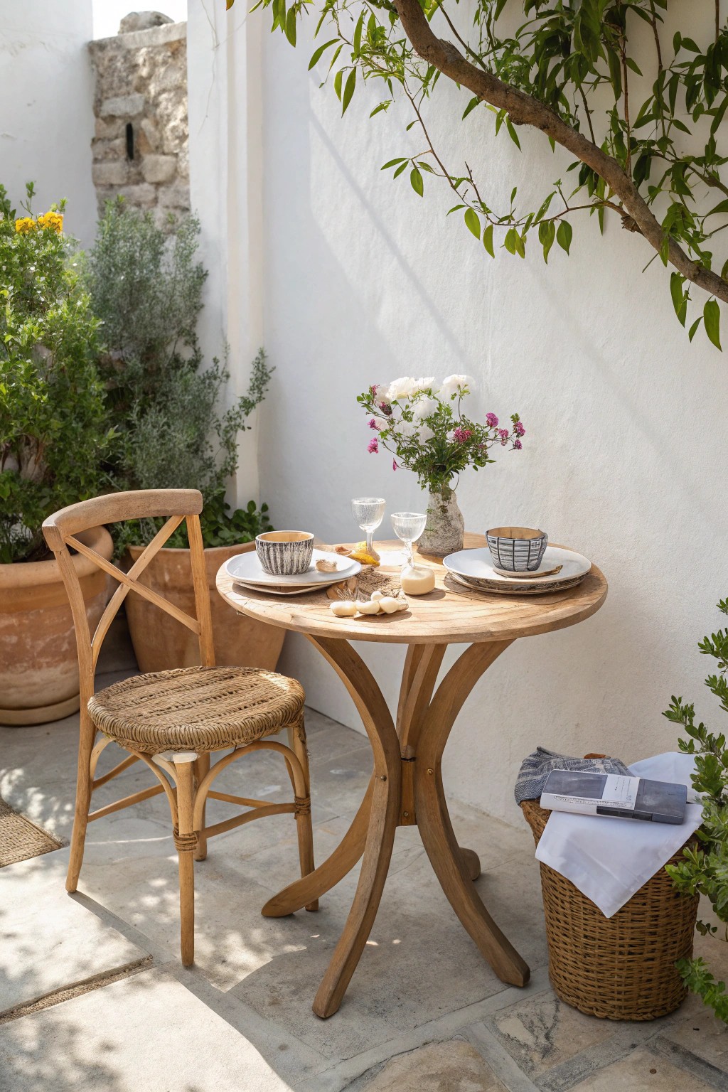 Invite charm outdoors with a petite bistro set—perfect for cozy alfresco dining moments.