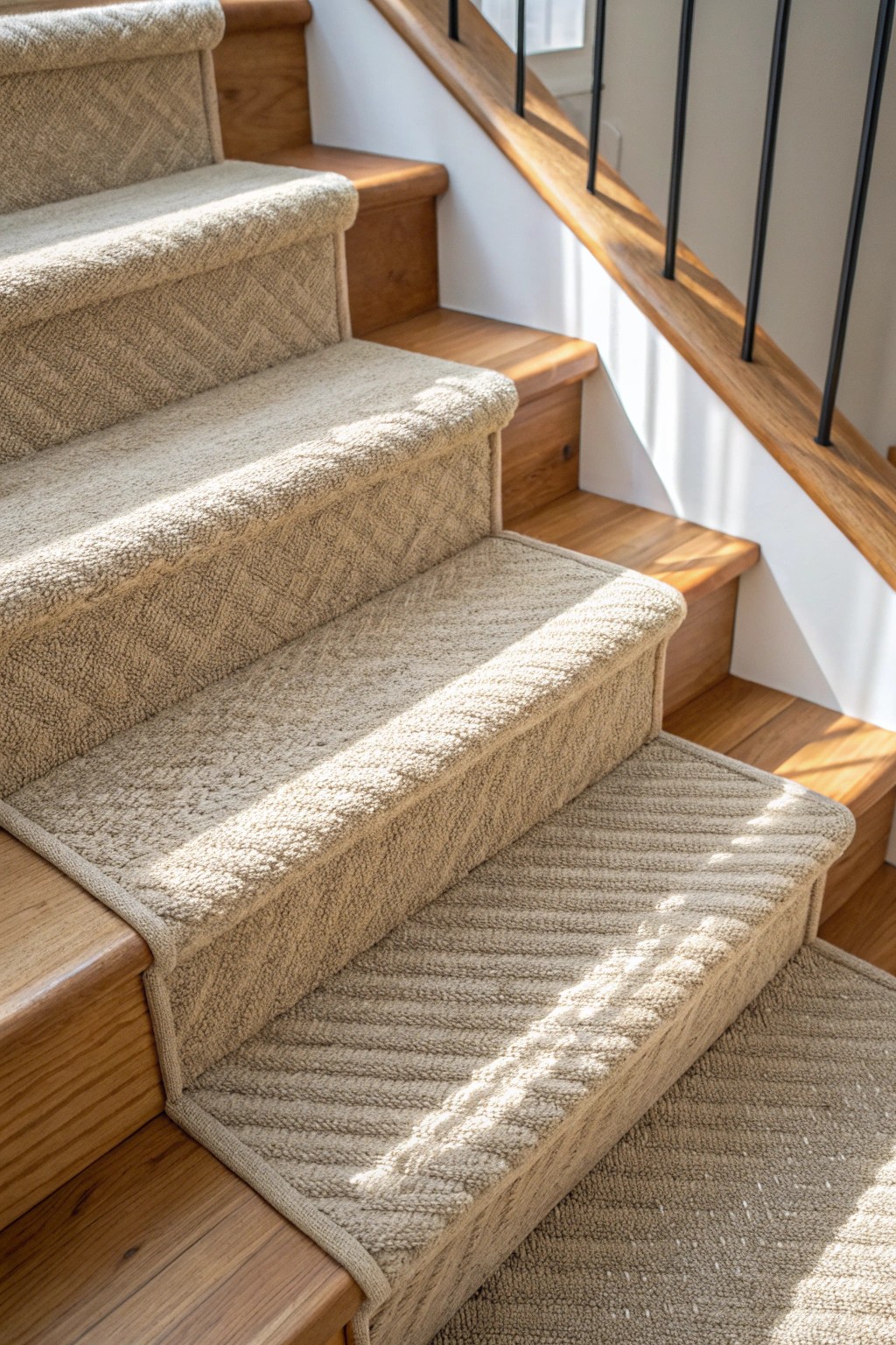 Textured loop pile stair runner—effortless style that stands up to busy living.