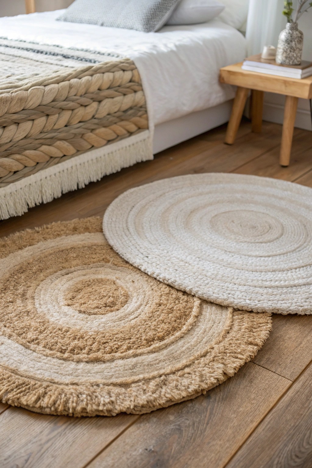 Cozy layers: plush meets jute for the perfect textured touch.
